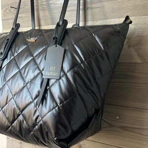 Tutilo Quilted black large tote bag NWT